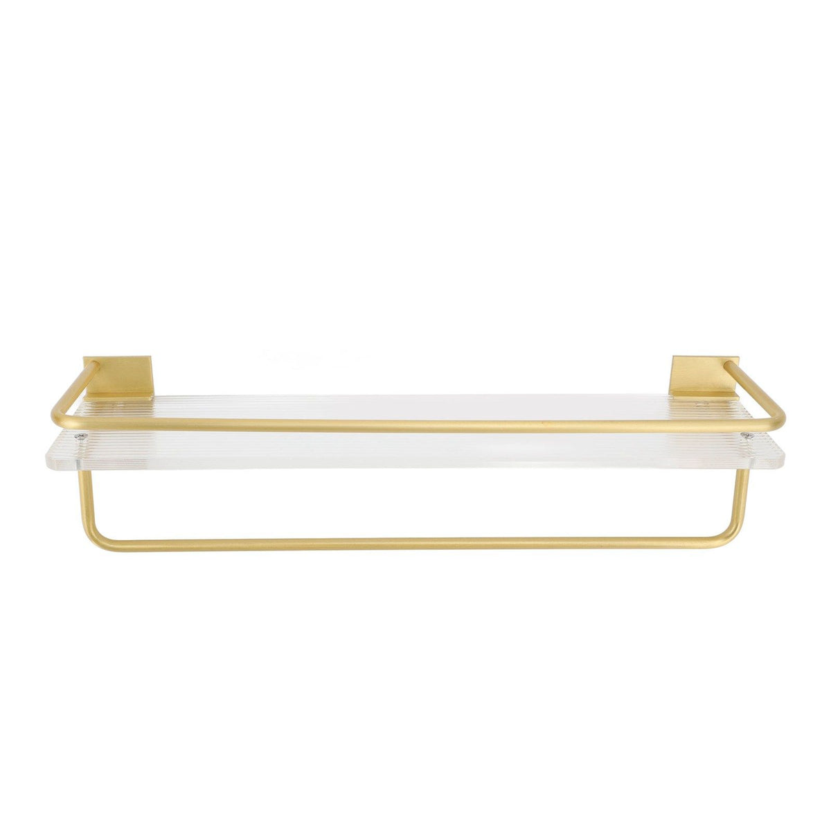 Bathroom Wall Shelf Space Aluminum and Acrylic Rustproof Punch Free Wall Mounted Floating Shelves 40cm Gold