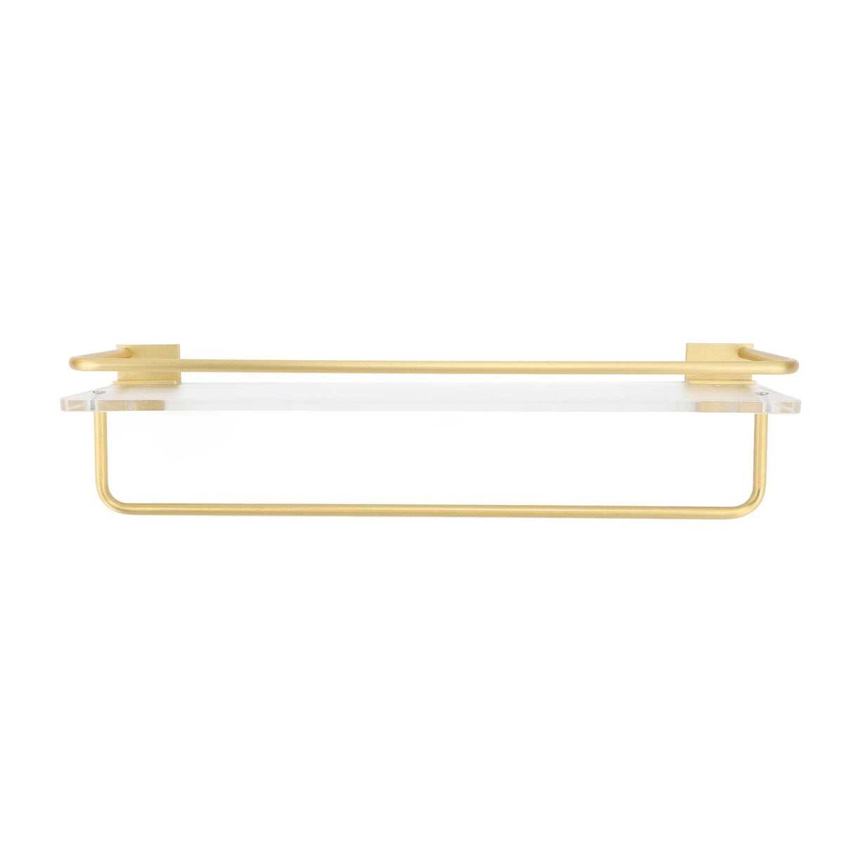 Bathroom Wall Shelf Space Aluminum and Acrylic Rustproof Punch Free Wall Mounted Floating Shelves 40cm Gold