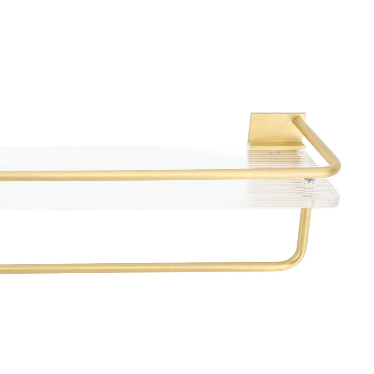 Bathroom Wall Shelf Space Aluminum and Acrylic Rustproof Punch Free Wall Mounted Floating Shelves 40cm Gold