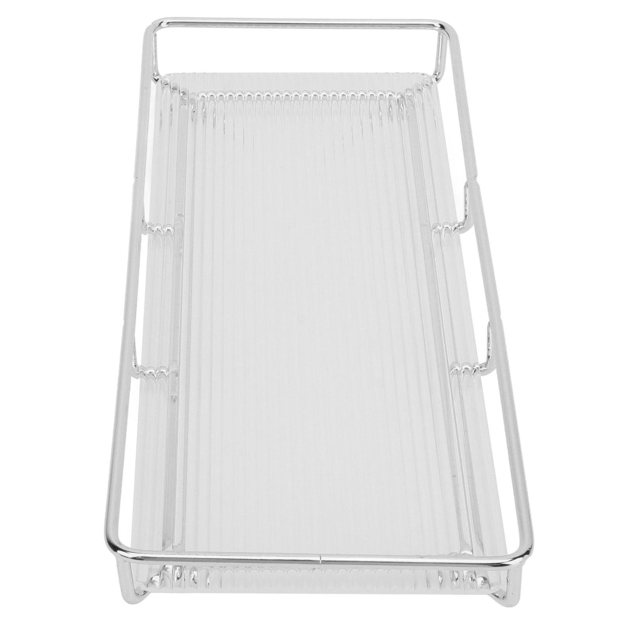 Bathroom Countertop Tray Stainless Steel Acrylic Modern Minimalist Design Space Saving Bathroom Storage Shelf Vanity Tray for Cosmetics Living Goods Silver Single Layer Large Size