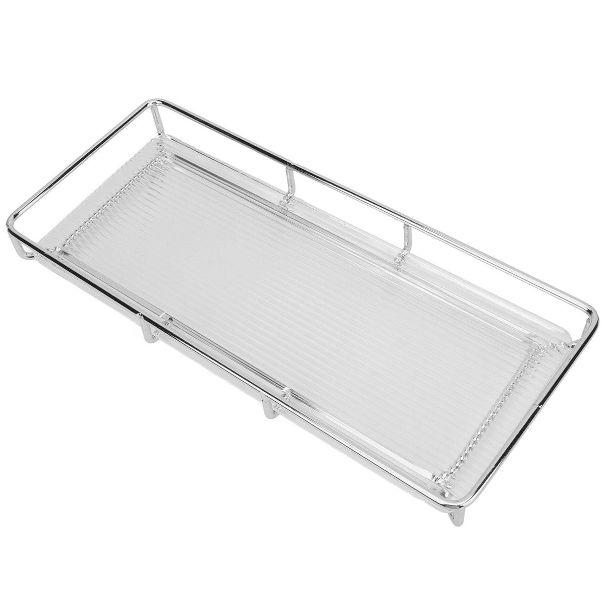 Bathroom Countertop Tray Stainless Steel Acrylic Modern Minimalist Design Space Saving Bathroom Storage Shelf Vanity Tray for Cosmetics Living Goods Silver Single Layer Large Size