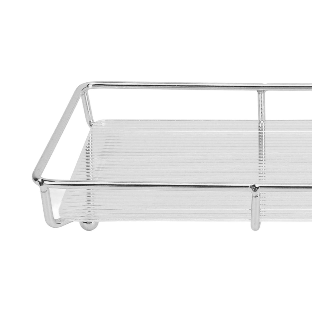 Bathroom Countertop Tray Stainless Steel Acrylic Modern Minimalist Design Space Saving Bathroom Storage Shelf Vanity Tray for Cosmetics Living Goods Silver Single Layer Large Size