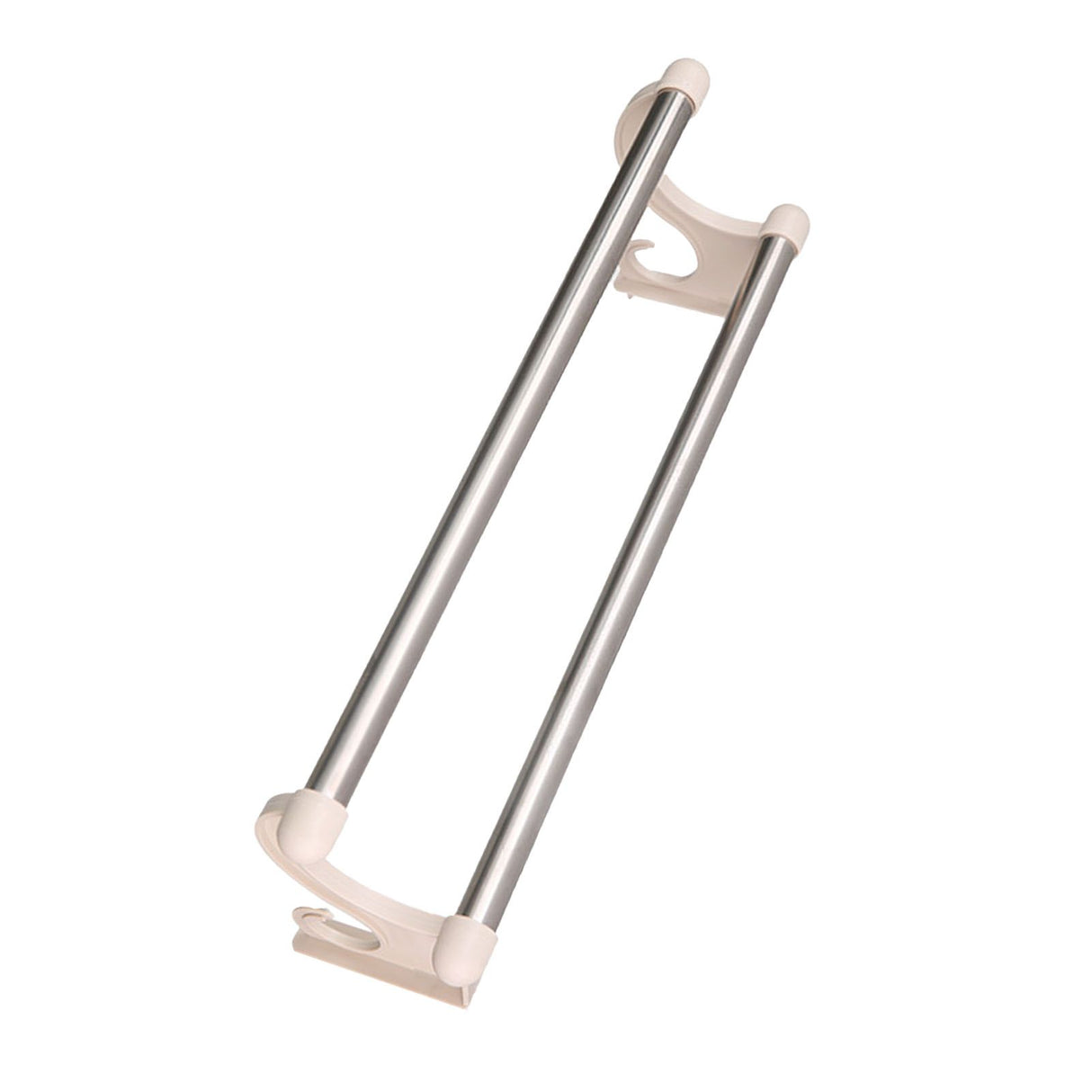 Double Towel Bar Plastic Stainless Steel Bath Towel Rack for Bathroom Double Towel Holder Wall Mount Towel Hanger Beige