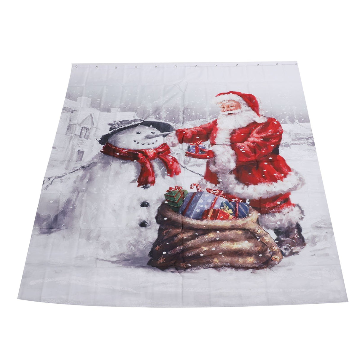 Christmas Shower Curtain Exquisite Digital Printing Thickened Waterproof Fabric Shower Curtain for Bathroom