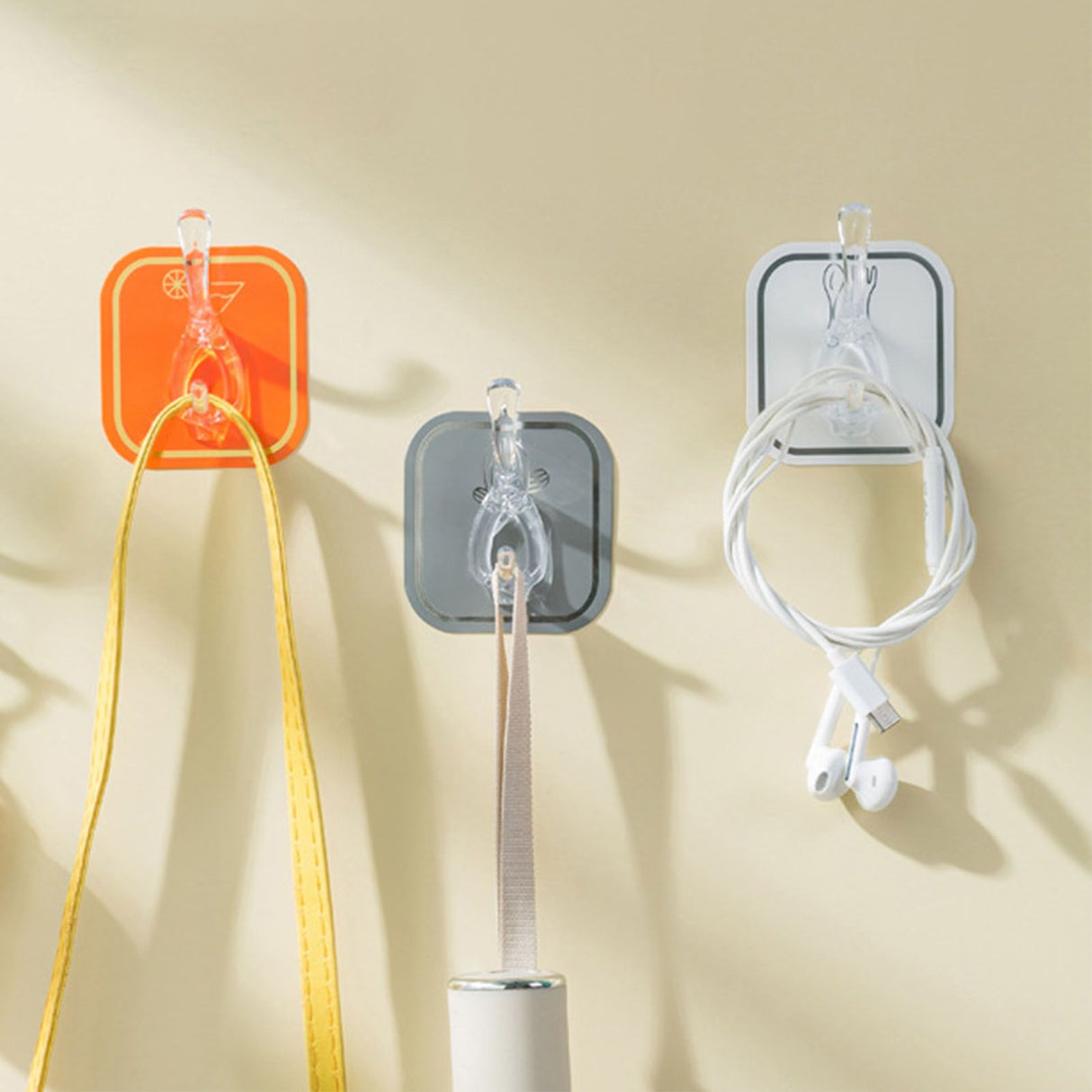 6PCS Acrylic Adhesive Hook Wall Mount Traceless Drilling Free Strong Bearing Capacity for Kitchen Bathroom White