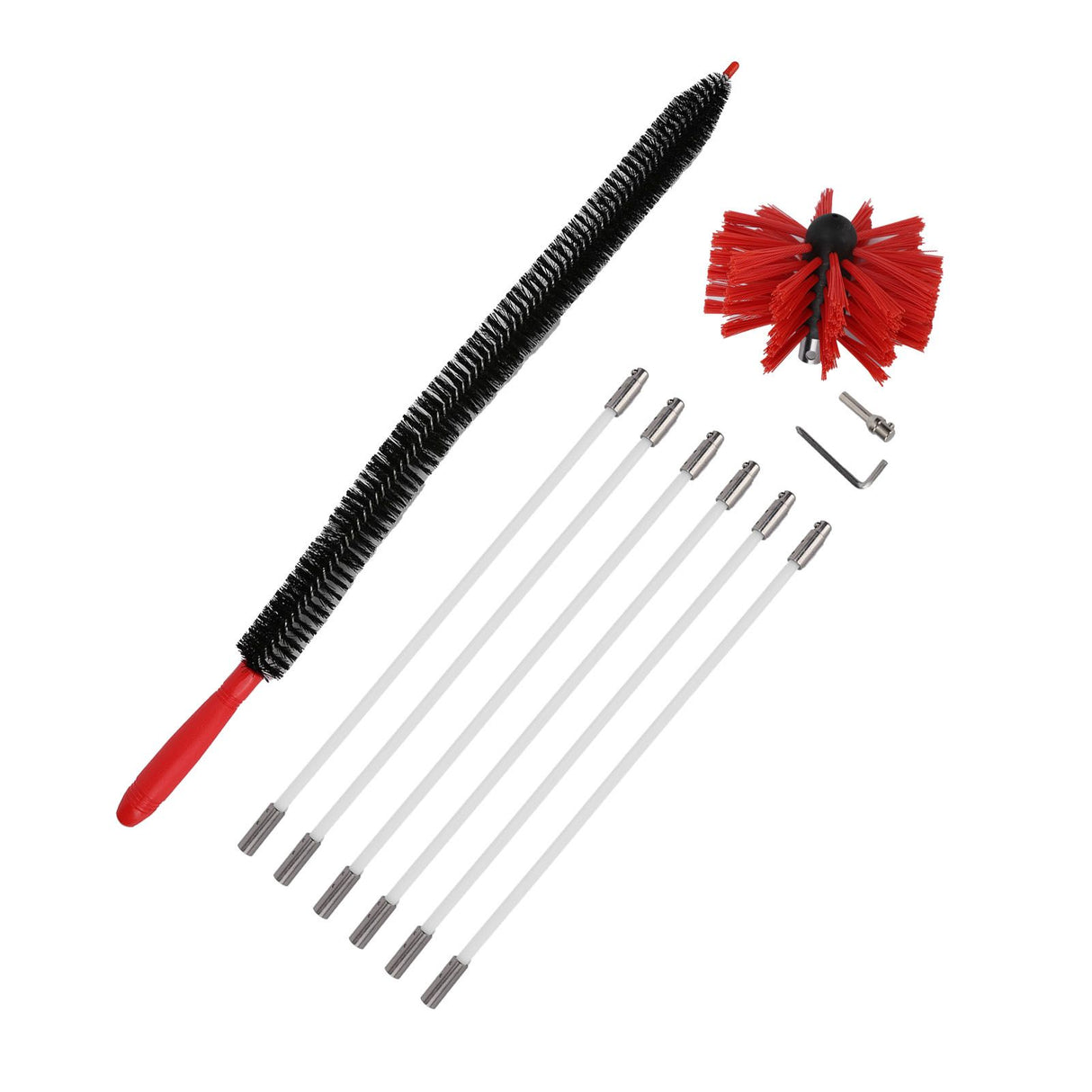 Chimney Brush Press Type Durable Nylon Soft Durable Small Size Inner Wall Cleaning Brush(Black New 410mmx 6 Rod A HEX Pole)