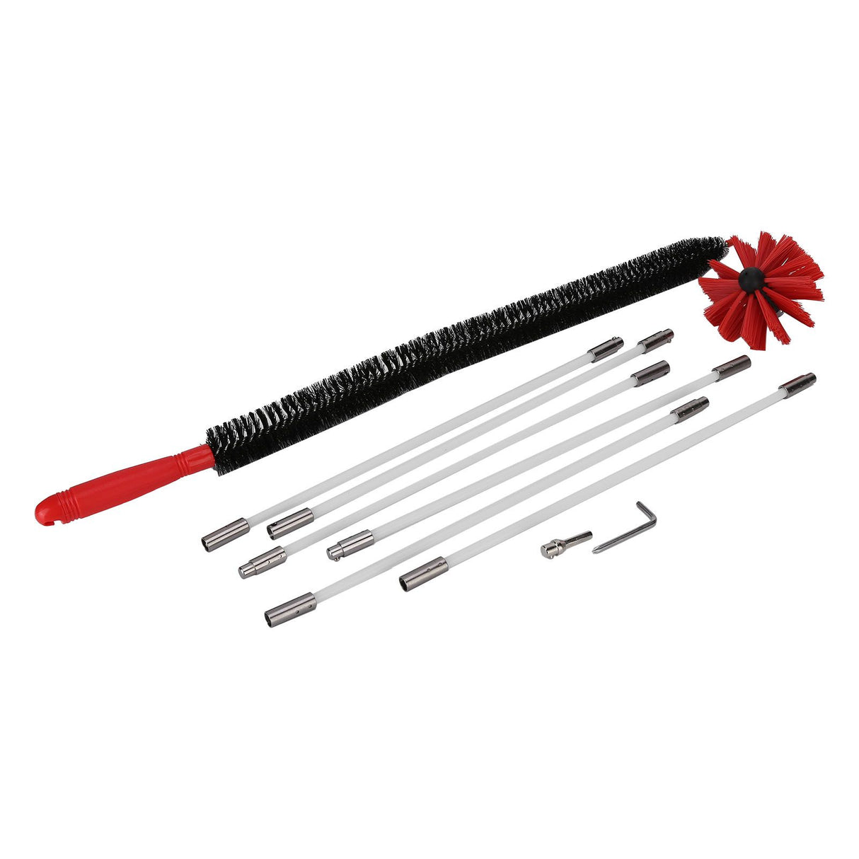 Chimney Brush Press Type Durable Nylon Soft Durable Small Size Inner Wall Cleaning Brush(Black New 410mmx 6 Rod A HEX Pole)