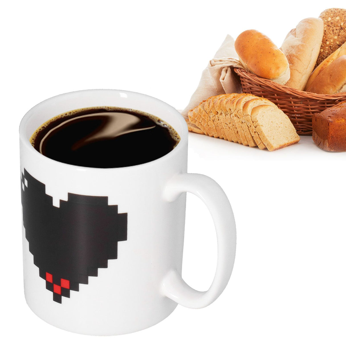 Ceramic Cup Heart Pattern Heat Sensitive Changing Color Mug for Home Office Restaurant Bar Use
