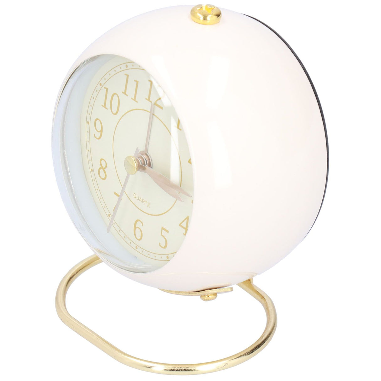 Alarm Clock Silent Non Ticking Metal Paint Power Saving Eye Protection Battery Operated Small Clock with Night LightBeige Gold