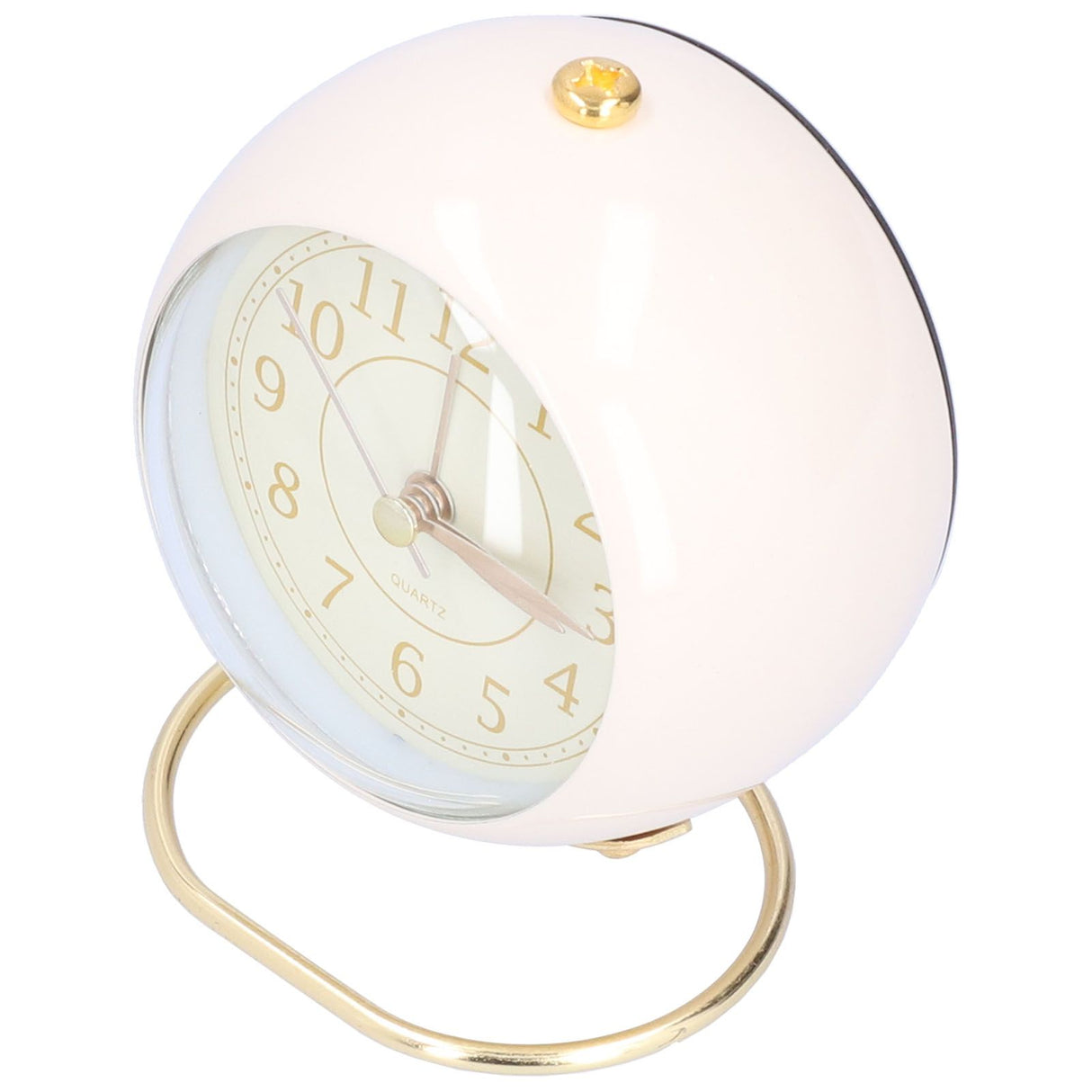 Alarm Clock Silent Non Ticking Metal Paint Power Saving Eye Protection Battery Operated Small Clock with Night LightBeige Gold