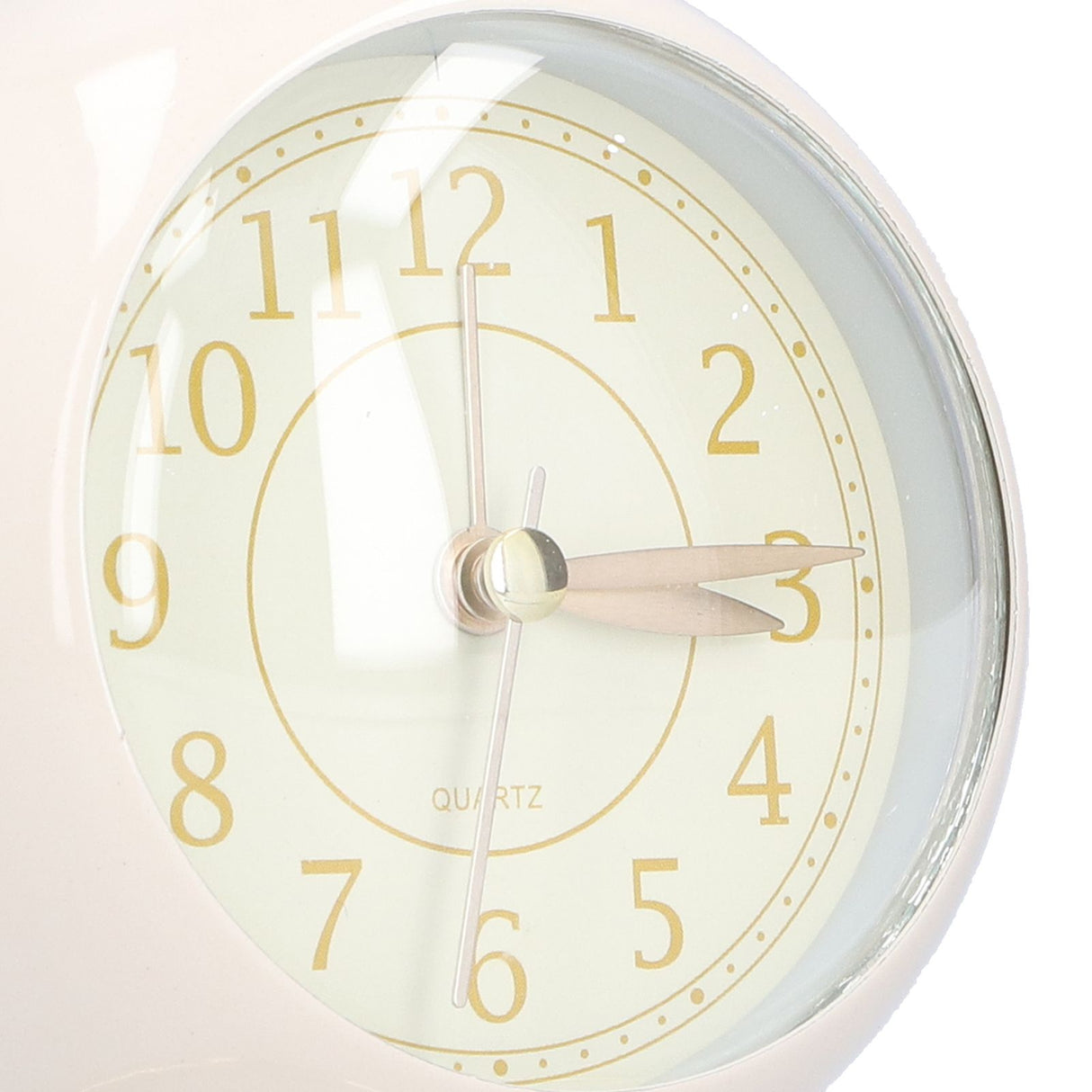Alarm Clock Silent Non Ticking Metal Paint Power Saving Eye Protection Battery Operated Small Clock with Night LightBeige Gold