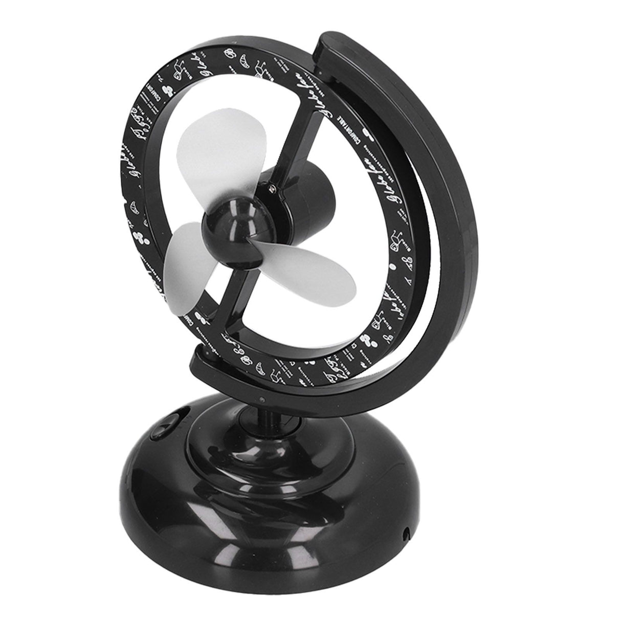 USB Fan Black Mini 90 Degree Free Rotation Strong Wind Cooling Equipment for Home Desk Office Table