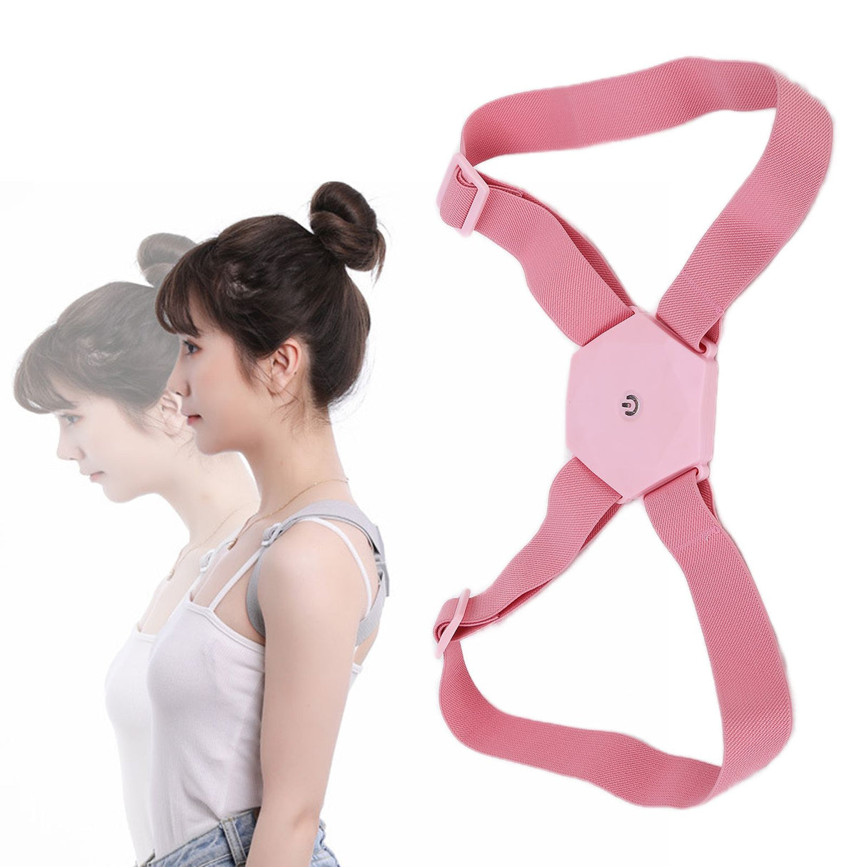 Posture Corrector Breathable Smart Back Shoulder Brace Intelligent Reminder StraightenerPink