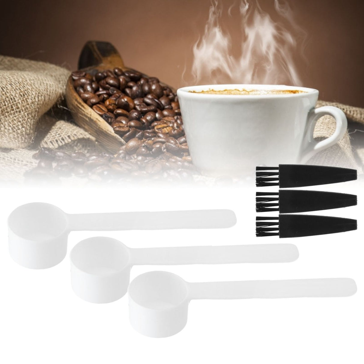 100Set Reusable 4g Coffee Measuring Spoon Brush Kit Coffee Making Accessory for Home Office Use