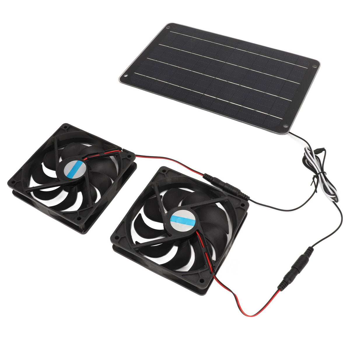 20W Solar Panel Fan Kit Heat Dissipation Ventilation Solar Powered Dual Fan with Switch for Chicken House Greenhouse Dog House