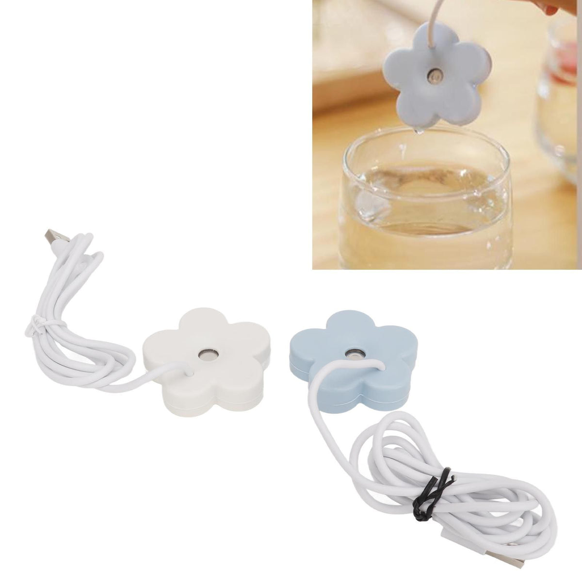 Small Flower USB Humidifier Creative Cute Atomization Mist Maker Portable Waterproof Air Humidifier White Blue