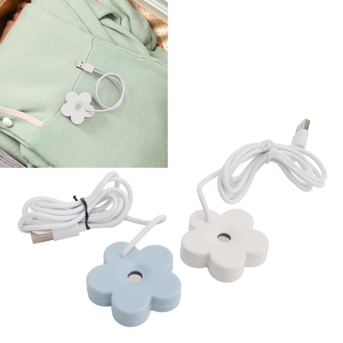 Small Flower USB Humidifier Creative Cute Atomization Mist Maker Portable Waterproof Air Humidifier White Blue