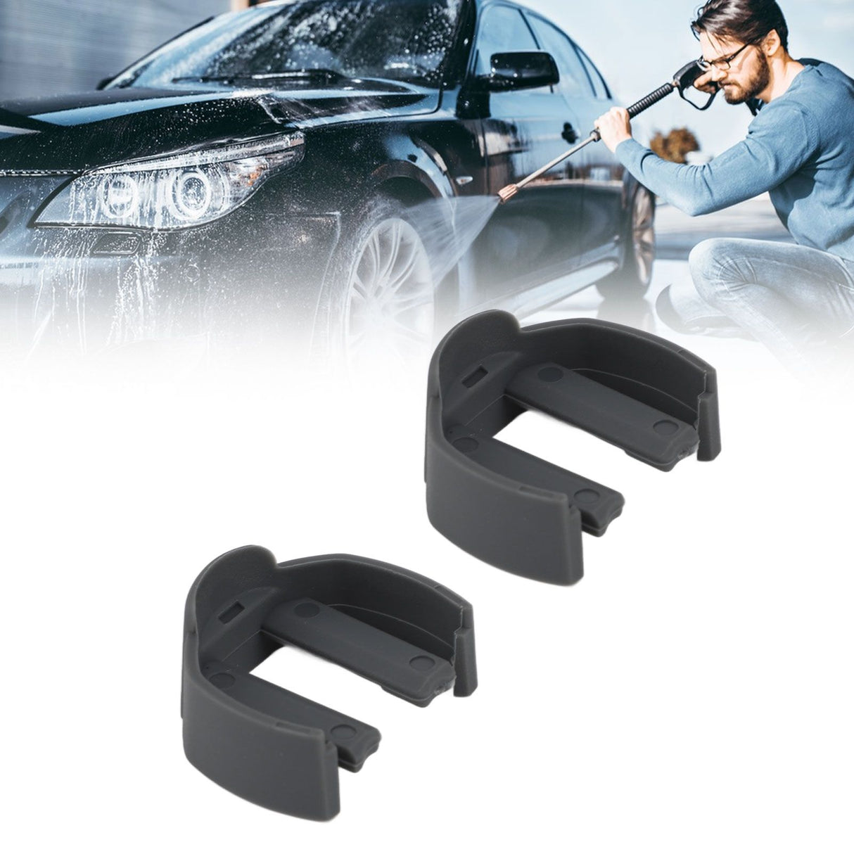 2 PCS Car Washer Quick Connector Buckle Lightweight ABS Power Washer C Clip Buckle for Karcher K2 K3 K7 Grey