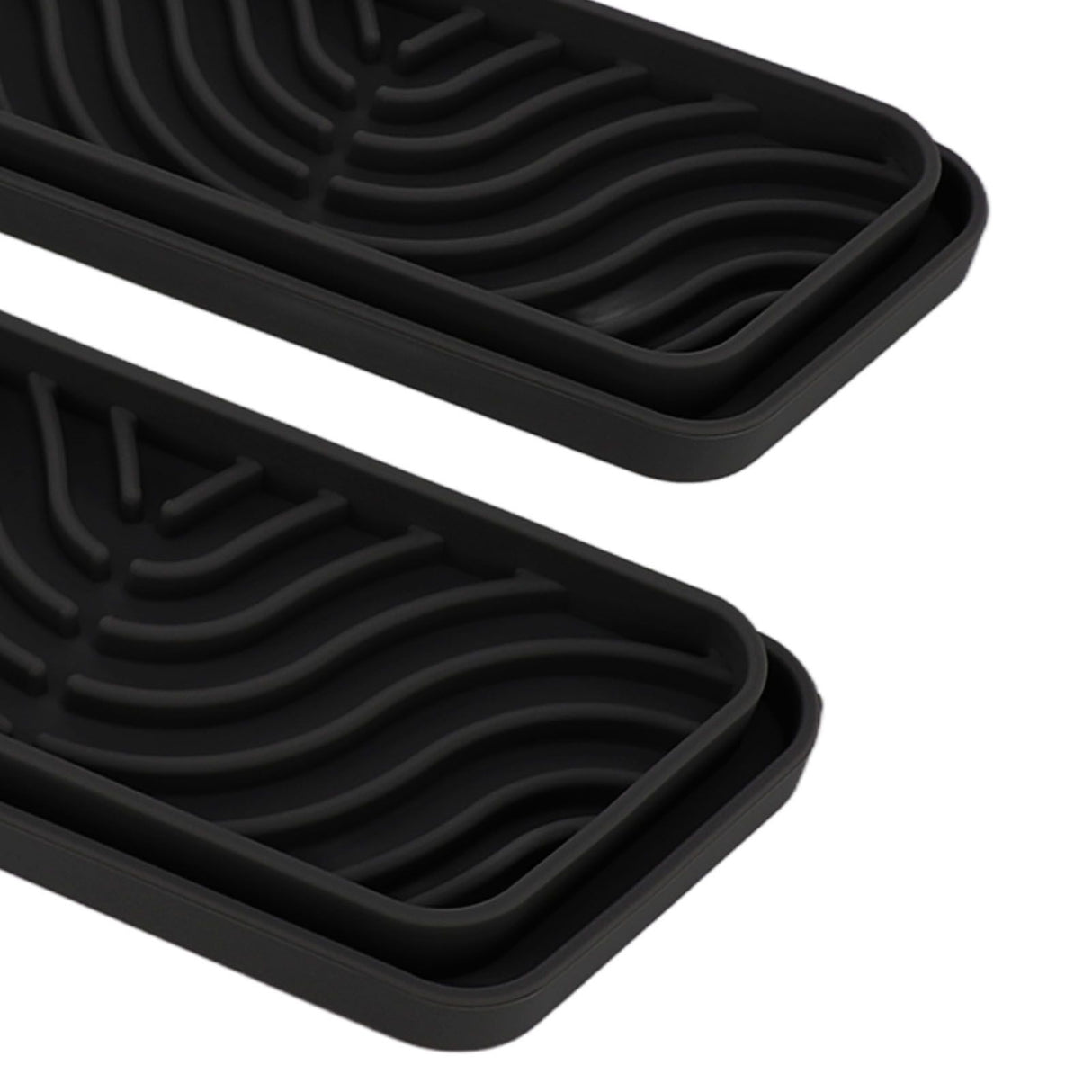 2Pcs Refrigerator Water Drip Tray Catcher Trapezoidal Silicone Refrigerator Drip Tray Catcher for GE for Samsung Black