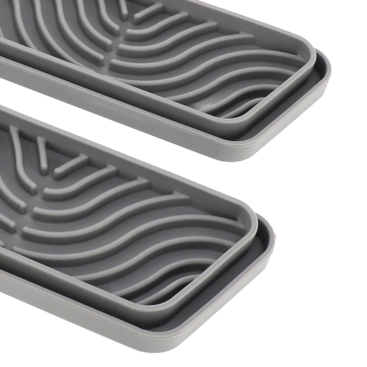 2Pcs Refrigerator Water Drip Tray Catcher Trapezoidal Silicone Refrigerator Drip Tray Catcher for GE for Samsung Grey