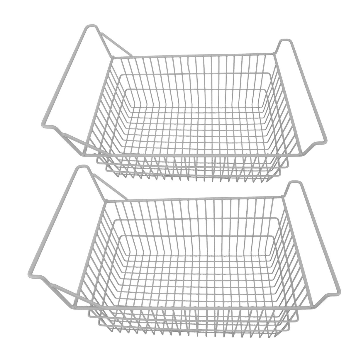2pcs Freezer Baskets for Chest Freezer Household Wire Storage Basket Bins Organizer with High Low Handles for Kitchen Pantry Cabinet 50x24cm / 19.7x9.4in