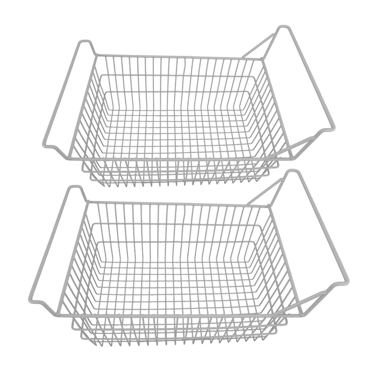 2pcs Freezer Baskets for Chest Freezer Household Wire Storage Basket Bins Organizer with High Low Handles for Kitchen Pantry Cabinet 50x24cm / 19.7x9.4in