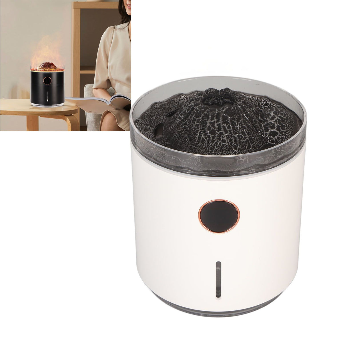 Aromatherapy Mist Diffuser Intelligent Multifunctional Timing Atomizing Flame Humidifier for Bedroom Living Room Black