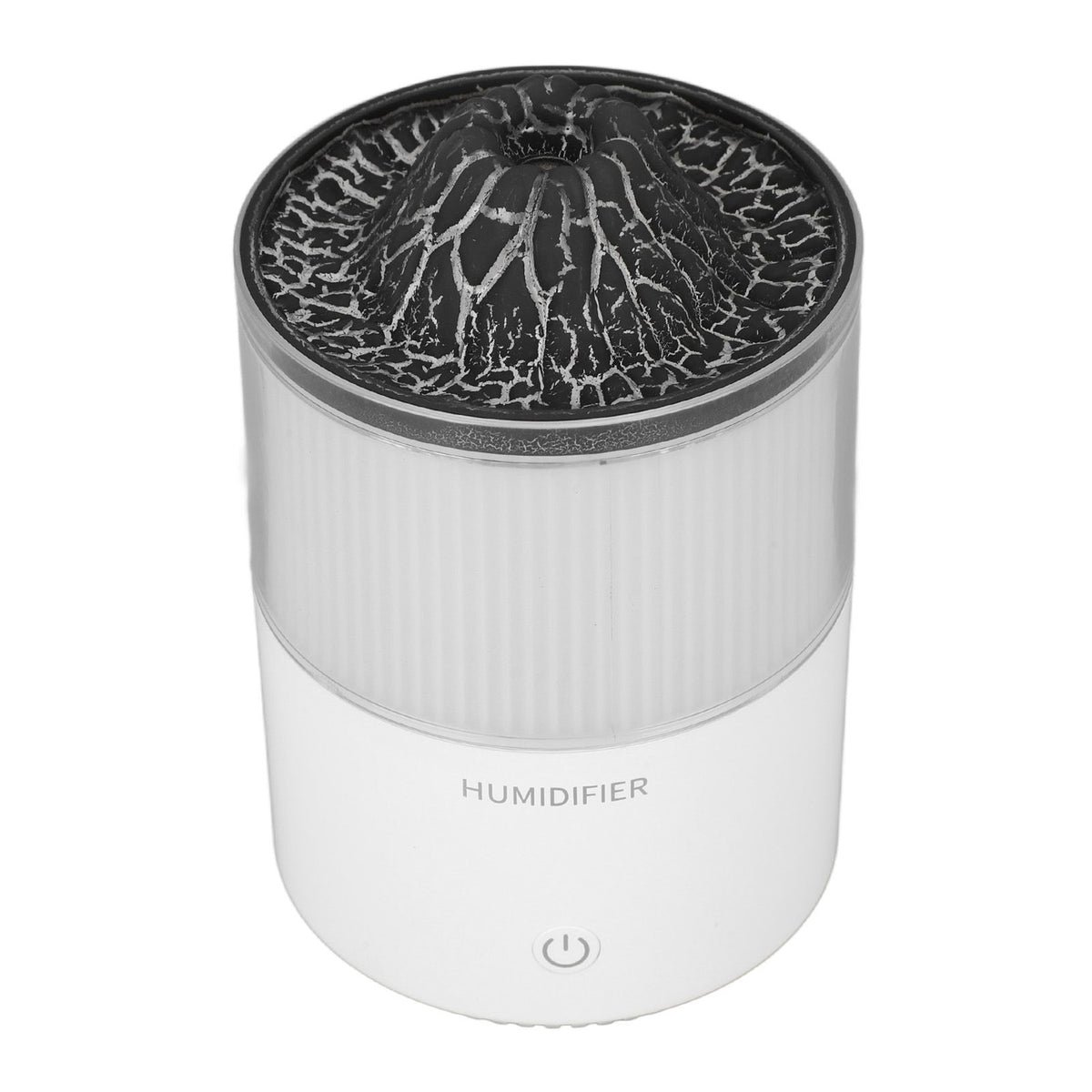 Essential Oil Diffuser Humidifier Simulation Volcano 200ml with Colorful Light Low Noise Desktop Humidifier for Home Bedroom Office White
