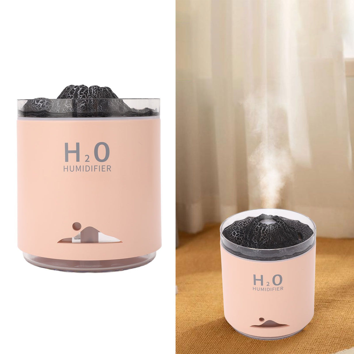 Essential Oil Diffuser Large Capacity Colorful Volcano Appearance Night Light Aromatherapy Oil Humidity Diffuser Pink