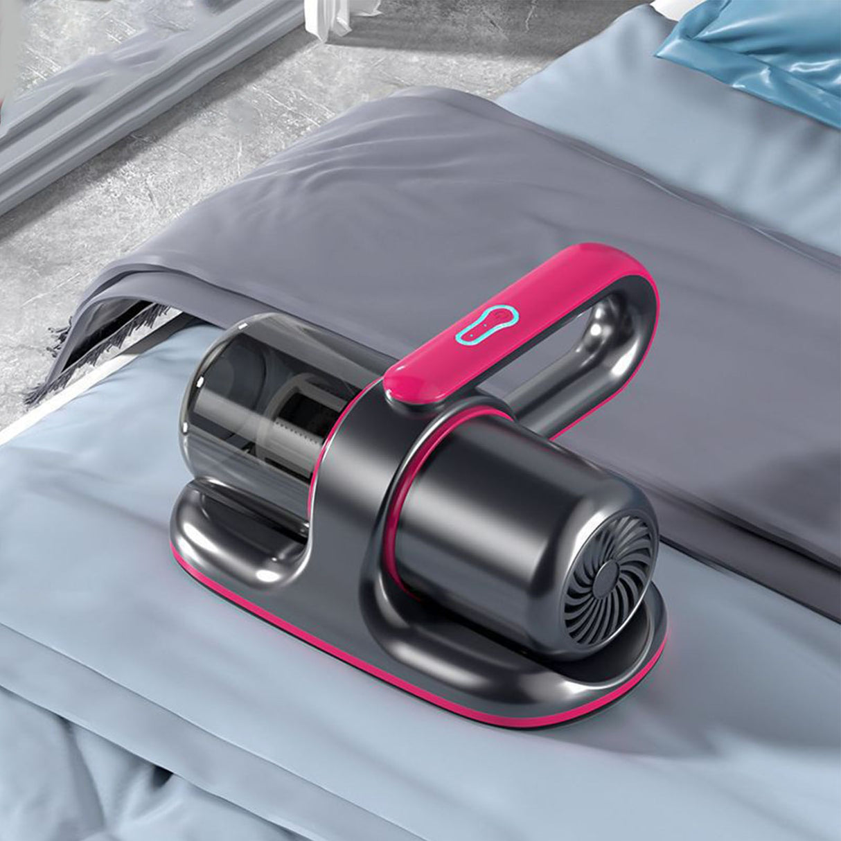 Smart Mite Remover Compact Portable Powerful UV Handheld Vacuum Cleaner Machine for Beds Sofas Carpets Cars Grey Red