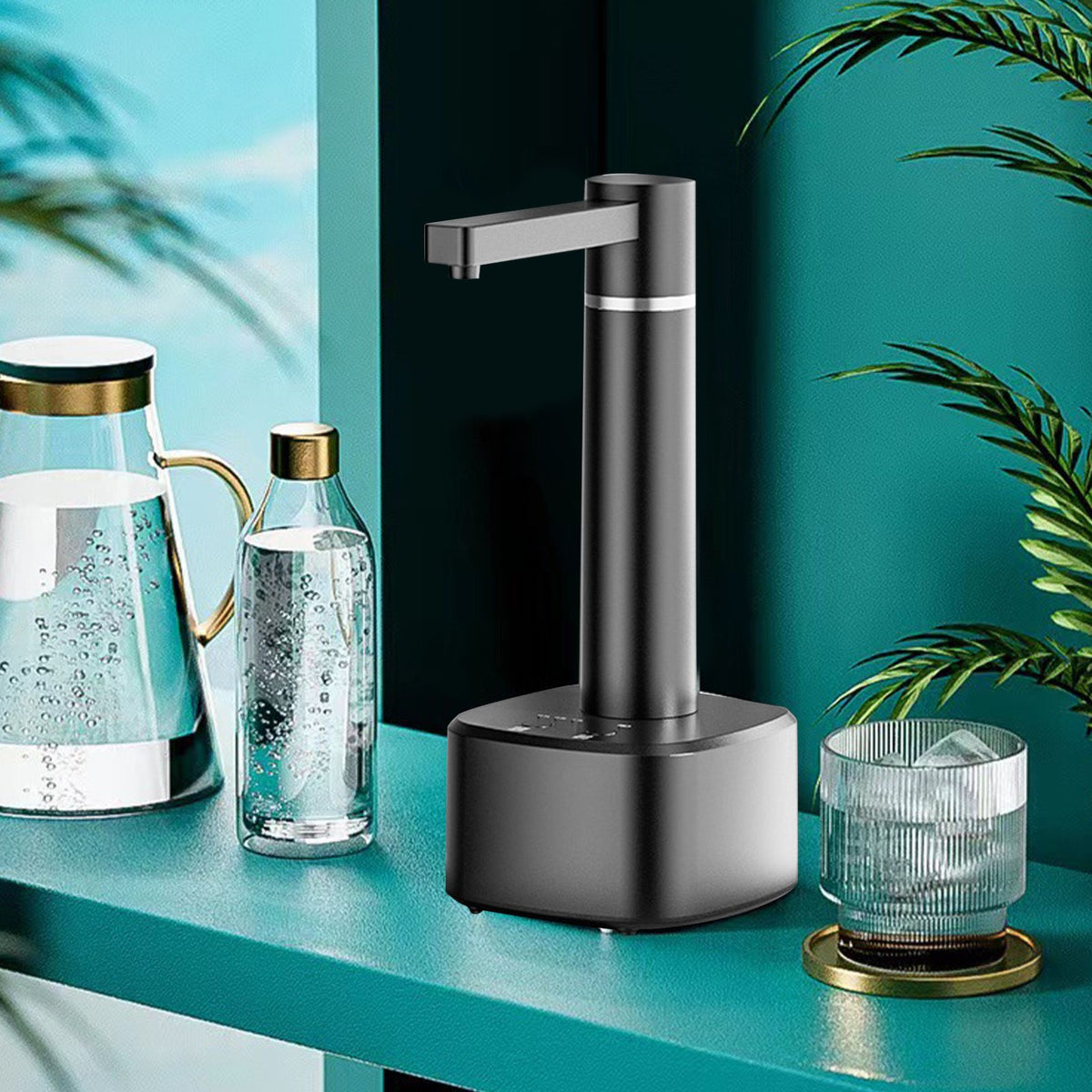 Automatic Drinking Water Bottle Pump Compact Lightweight Smart Highly Efficient Electric Water Dispenser for Home Black