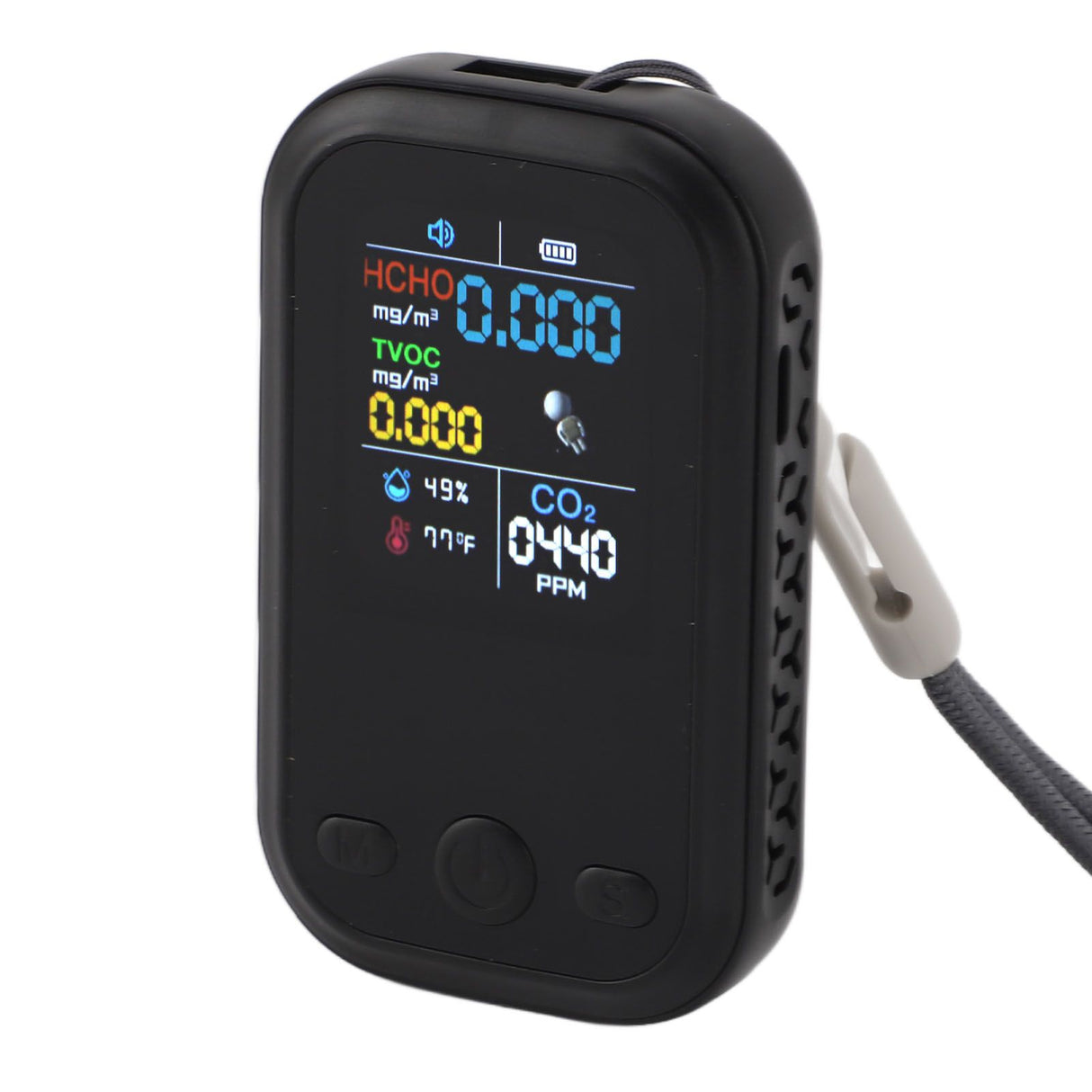 5 in 1 Air Quality Monitor Multifunctional Smart Portable CO2 Humidity Temperature Detector for Indoor Home Black