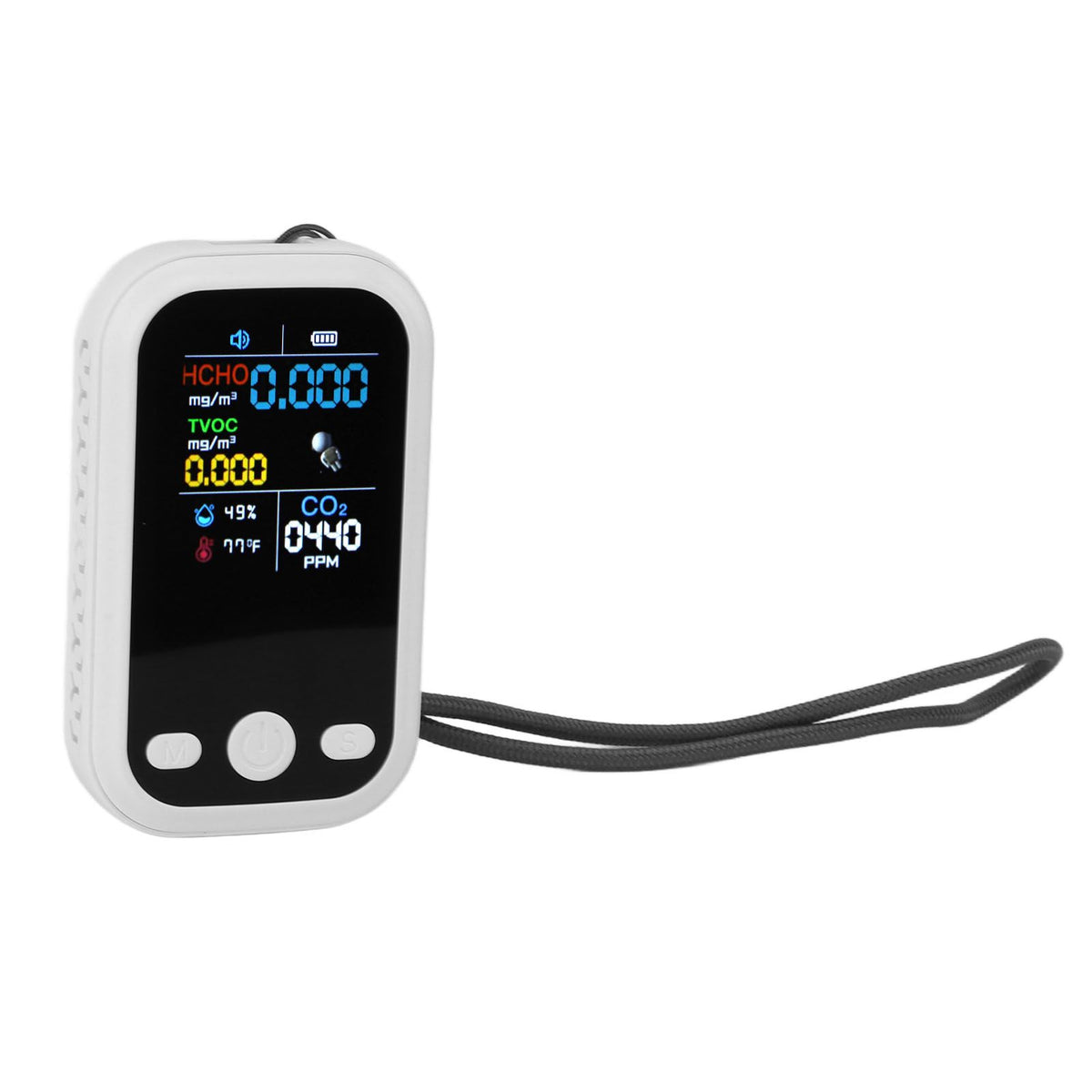 5 in 1 Air Quality Monitor Multifunctional Smart Portable CO2 Humidity Temperature Detector for Indoor Home White