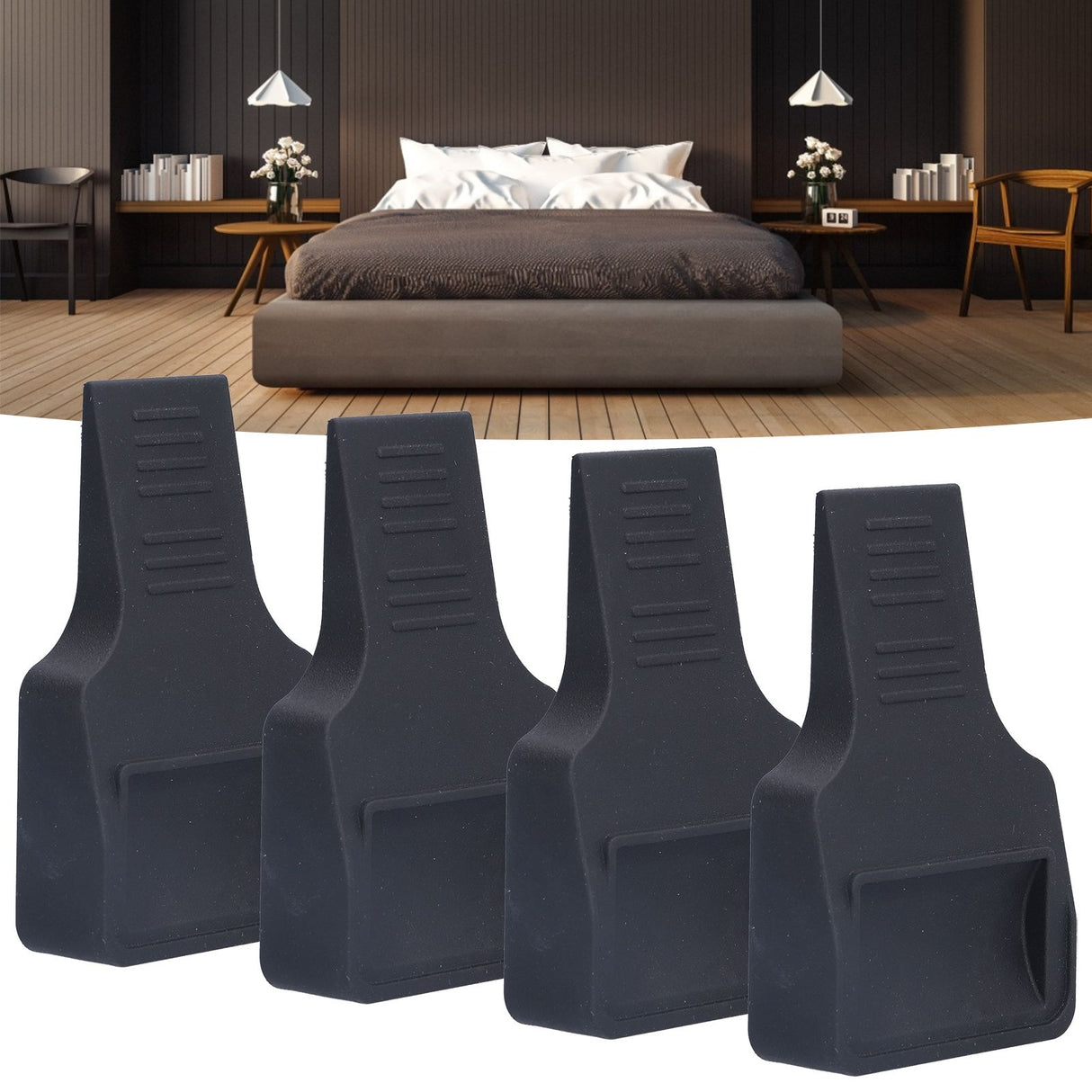 4Pcs Wheel Stoppers U Shaped Wheels Caster Cups Accessory for Sofas Beds Chairs Furnitures Black