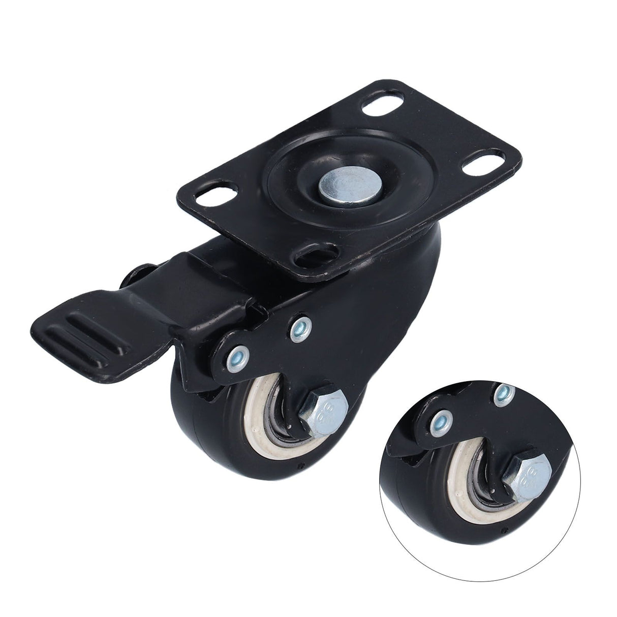 4PCS Caster 1.5in 360° Rotate Head Rubber Shock Absorption Double Ball Bearing Chair Wheel