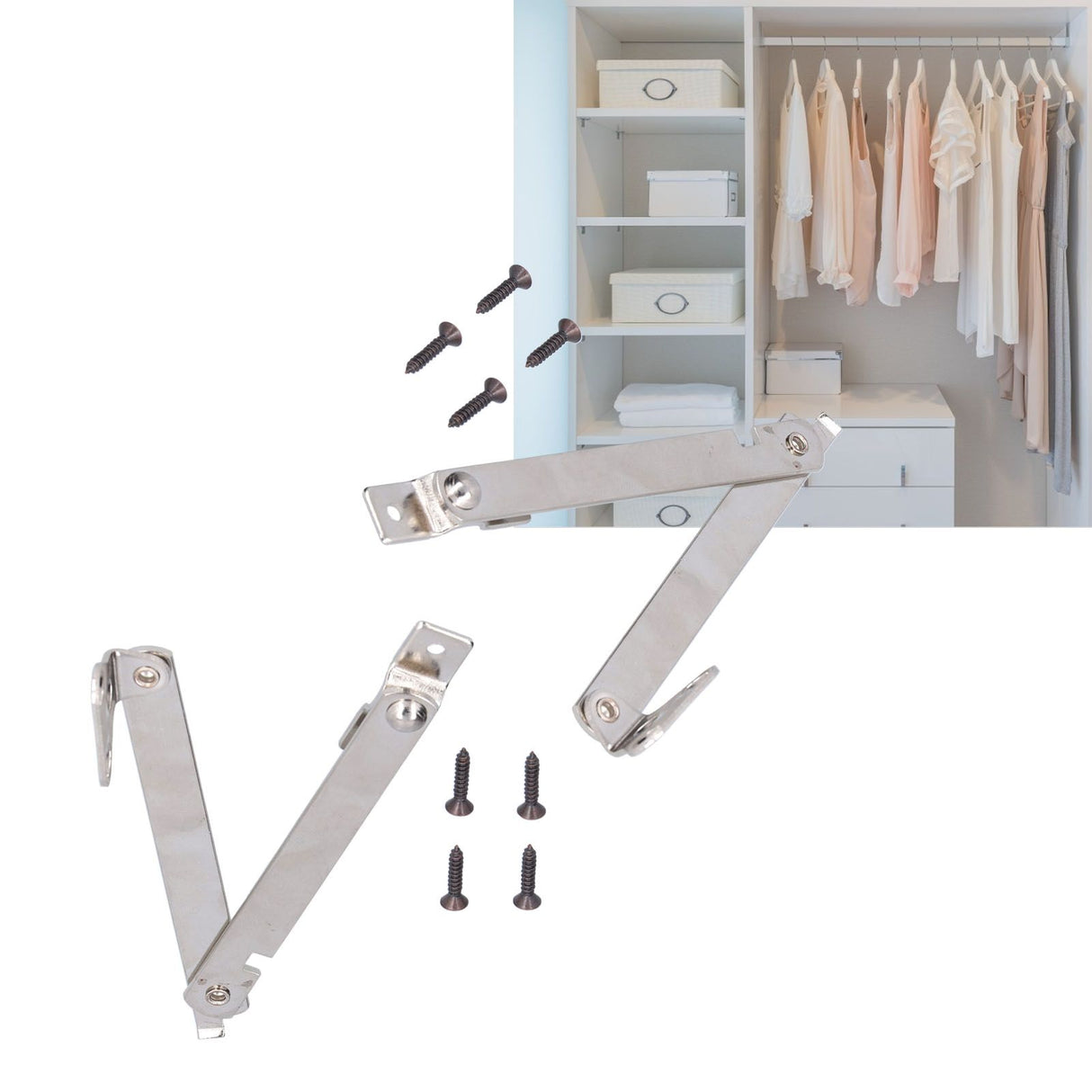 2 Set Folding Support Hinges Lid Lift Up Stay Hinge for Wooden Boxes Cabinet Cupboard Furniture Hardware
