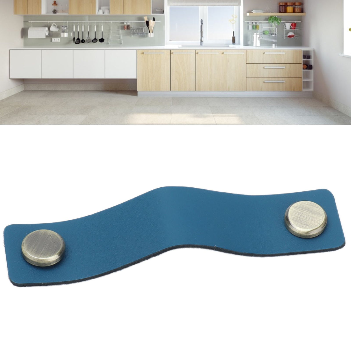 PU Leather Drawer Pulls Anticollision Wear Resistant European Exquisite Modern Simple Cabinet HandleBlue