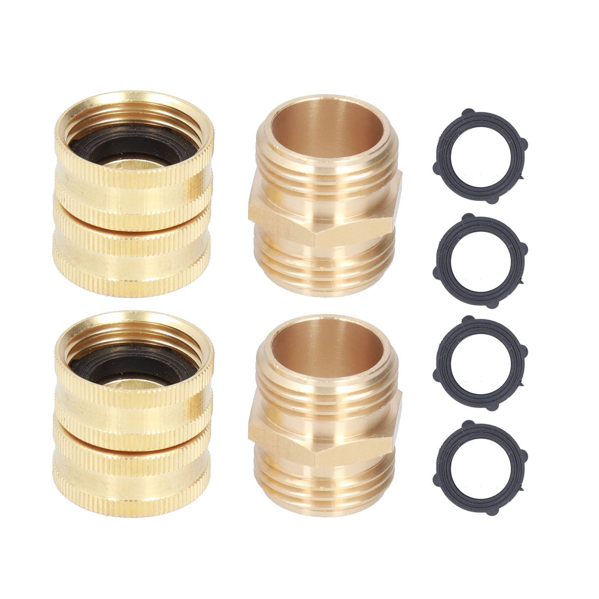 2Pairs 3/4in Brass Hose Adapter 2 Way Hose Adapter Durable and Convenient for Garden and Washing Machine