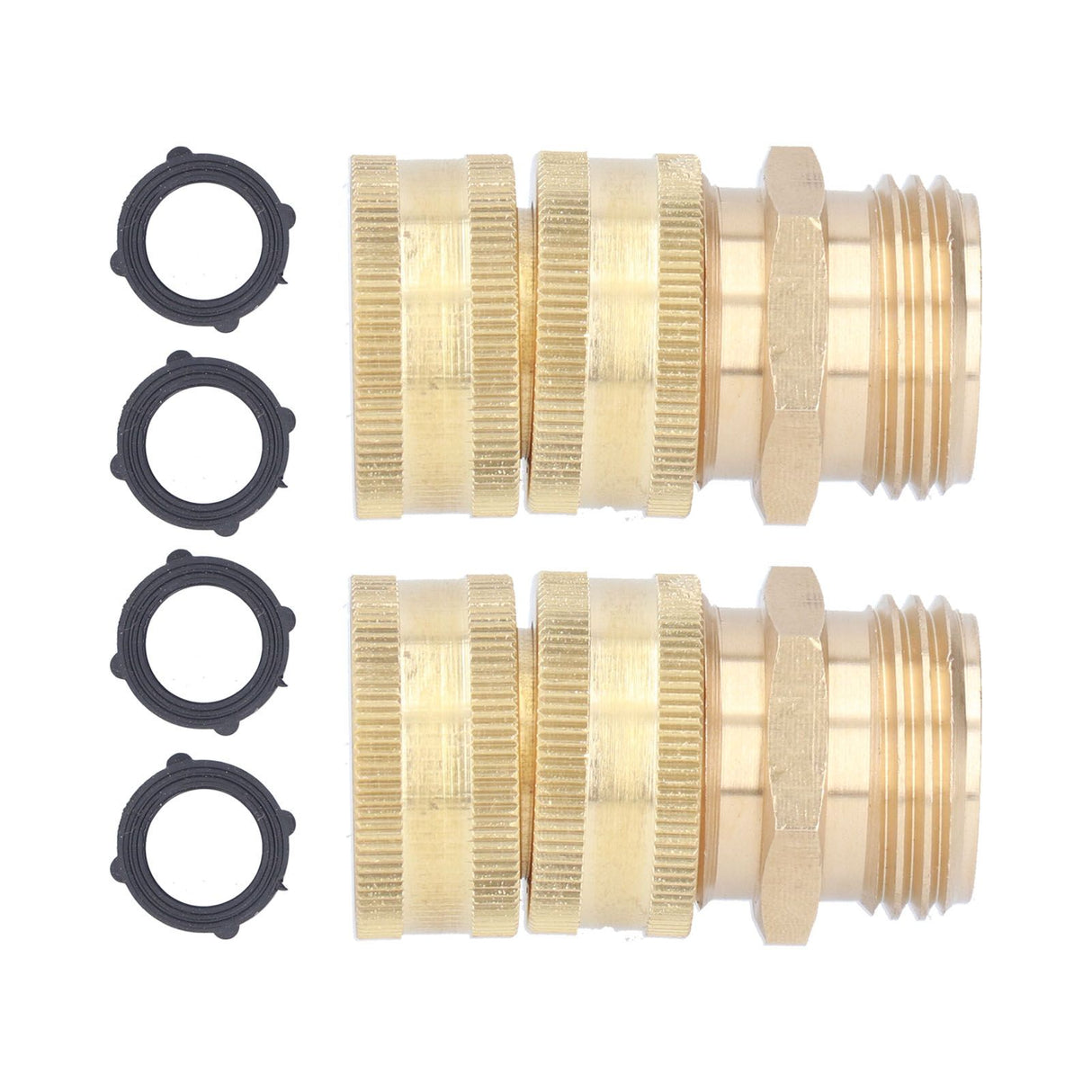 2Pairs 3/4in Brass Hose Adapter 2 Way Hose Adapter Durable and Convenient for Garden and Washing Machine