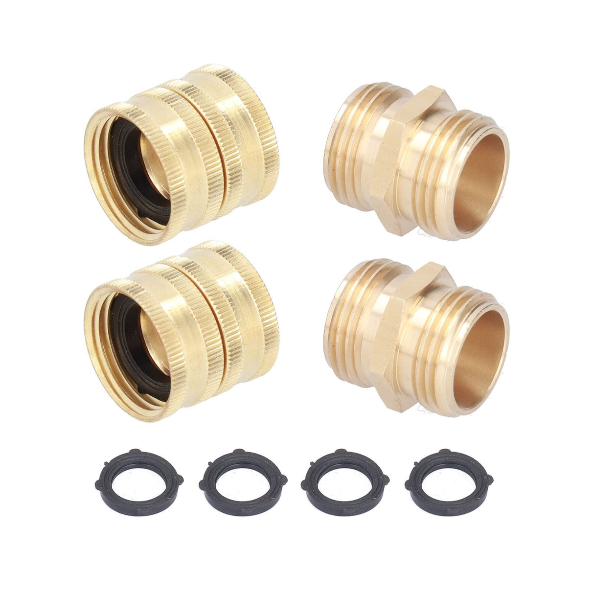 2Pairs 3/4in Brass Hose Adapter 2 Way Hose Adapter Durable and Convenient for Garden and Washing Machine