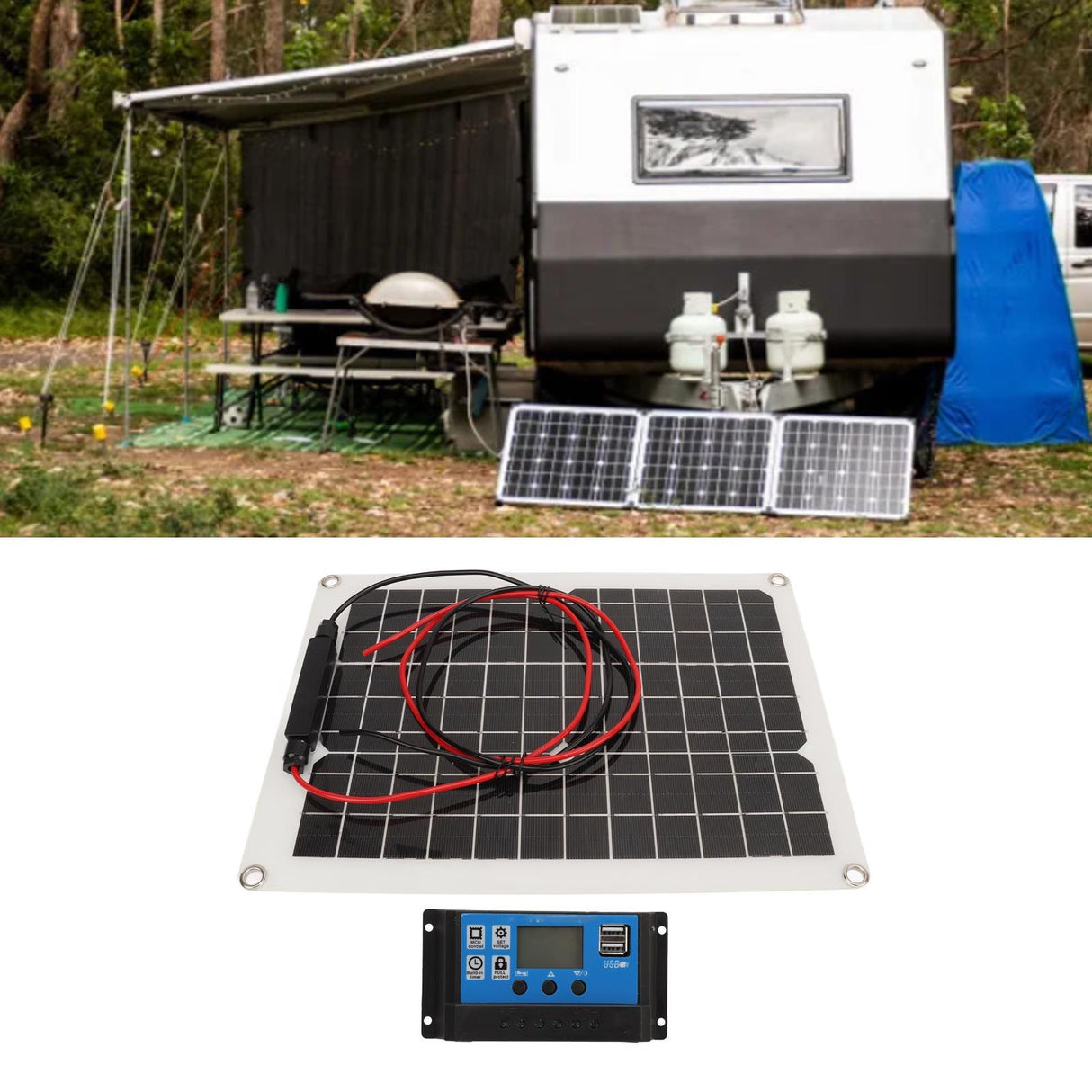 Solar Panel Kit 300W DC 12V 24V 50A IP67 Waterproof High Efficiency Solar Panel And Solar Charger Controller for RV Camper