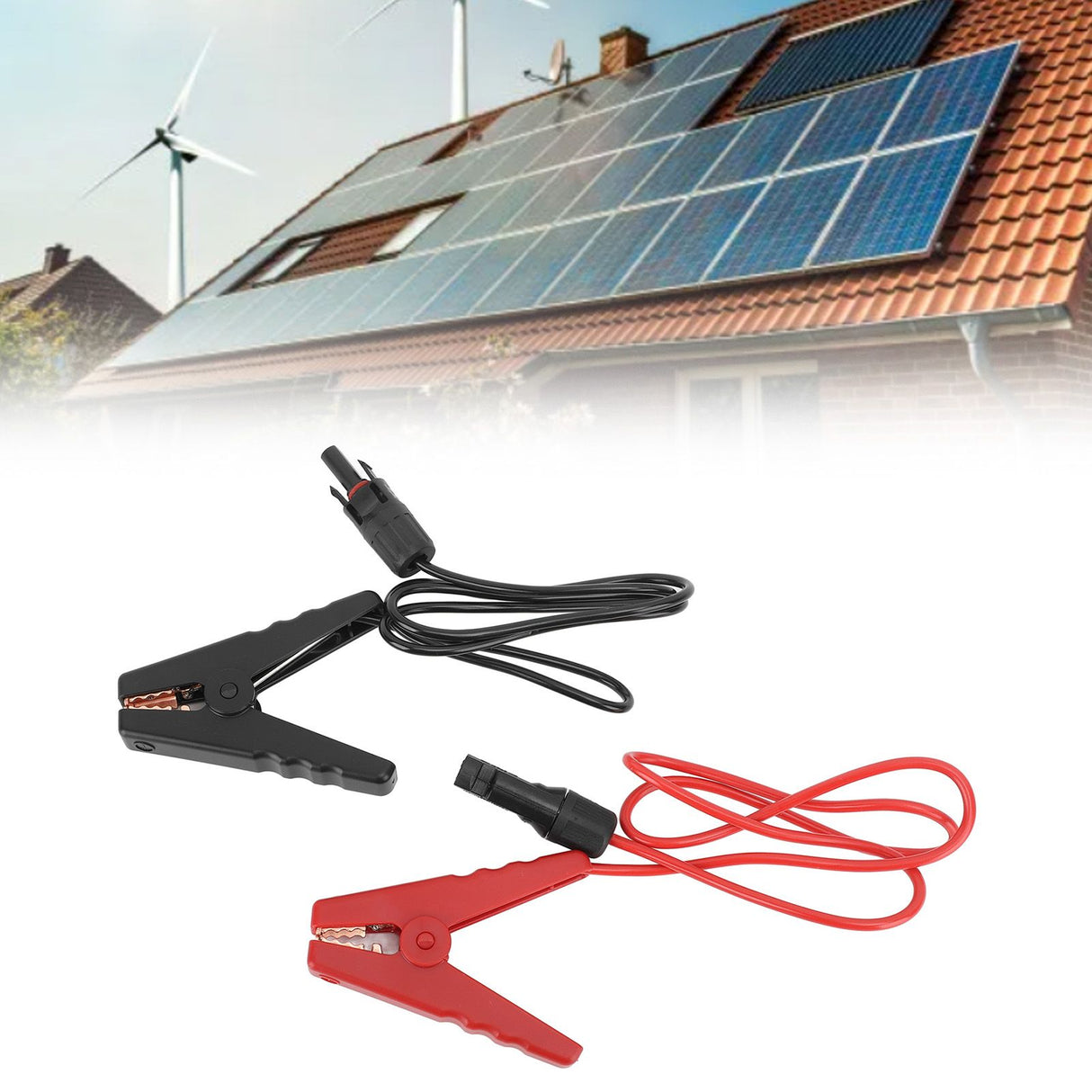 2PCS Solar Power Battery Clip 12AWG Quick Disconnect Extension Cable Battery Charger Clamp Connector for Solar Panel Automotive Motorcycle