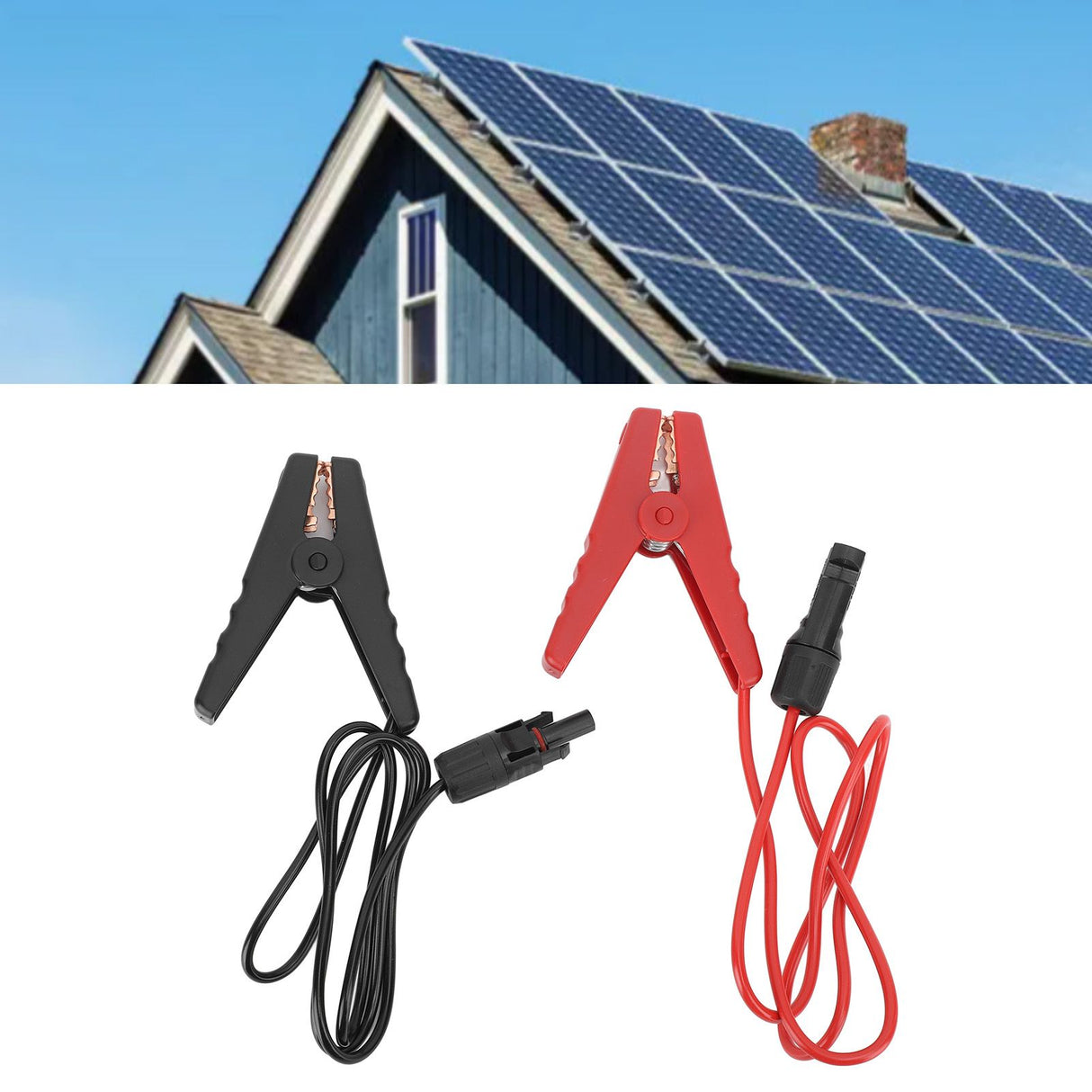2PCS Solar Power Battery Clip 12AWG Quick Disconnect Extension Cable Battery Charger Clamp Connector for Solar Panel Automotive Motorcycle