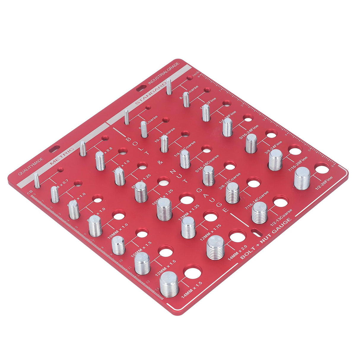 Nut and Bolt Thread Checker 7.9x7.9in Identifier Gauge Aluminium Alloy Easy Operation Accurate Ruler Gauge for Garage