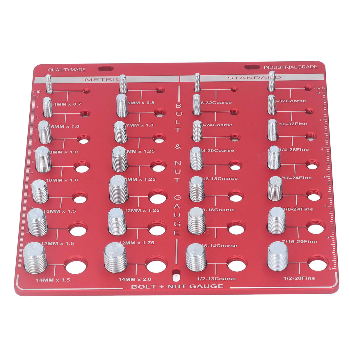 Nut and Bolt Thread Checker 7.9x7.9in Identifier Gauge Aluminium Alloy Easy Operation Accurate Ruler Gauge for Garage