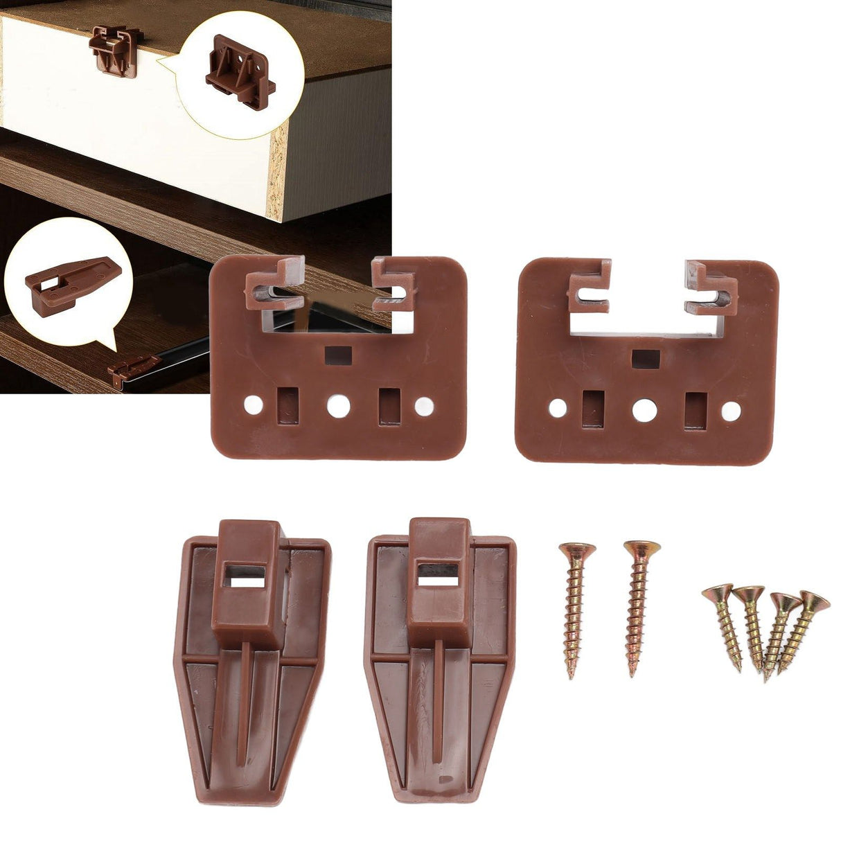 10 Pack Drawer Track Guide and Glides Dresser Center Mount Plastic Drawer Slides Replacement Parts with Screws for Furniture Drawer System