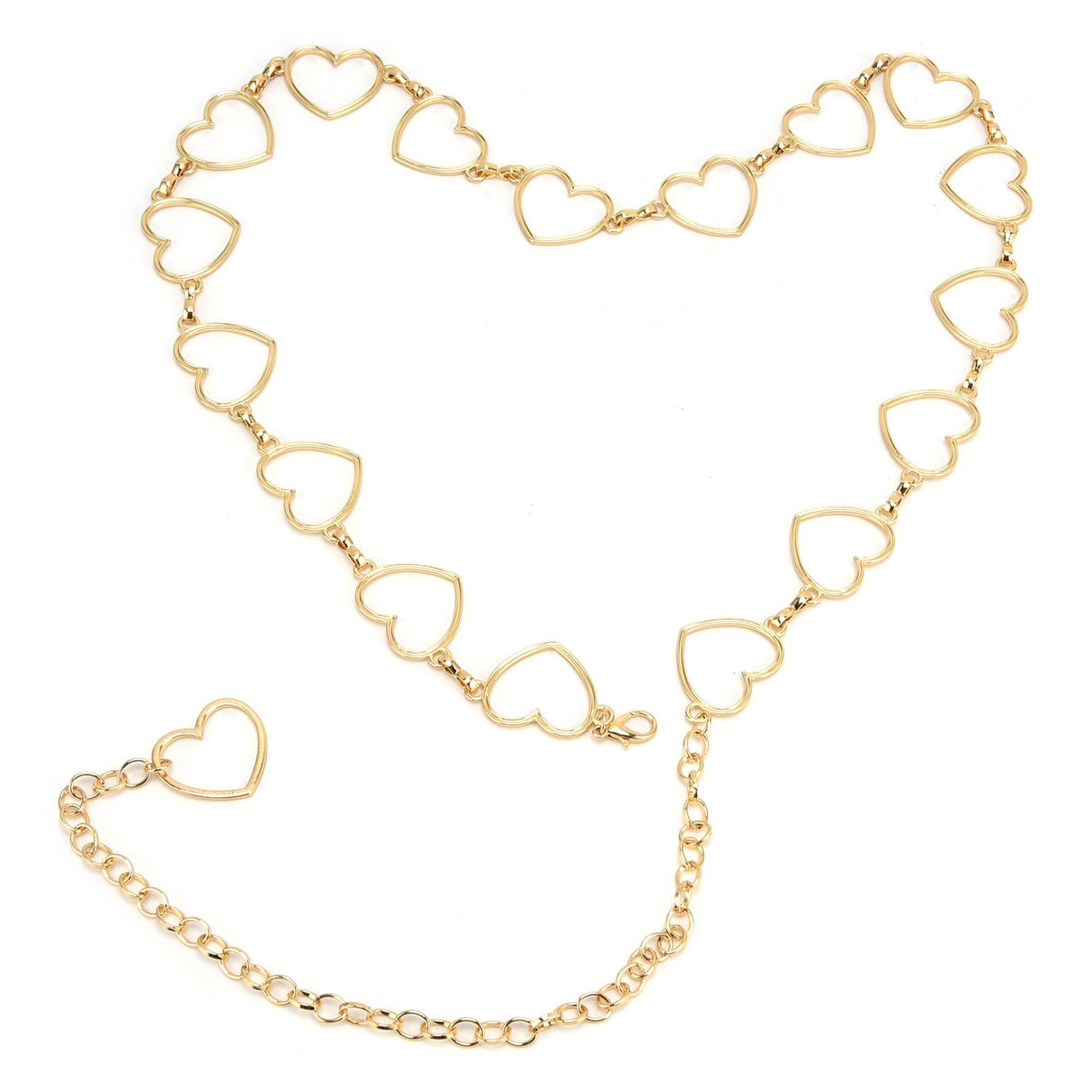 Waist Chain Belt Metal Shiny Rhinestones Golden Love No Allergies All Match Gold Chain Belt for Shorts Suits Shirts Dresses