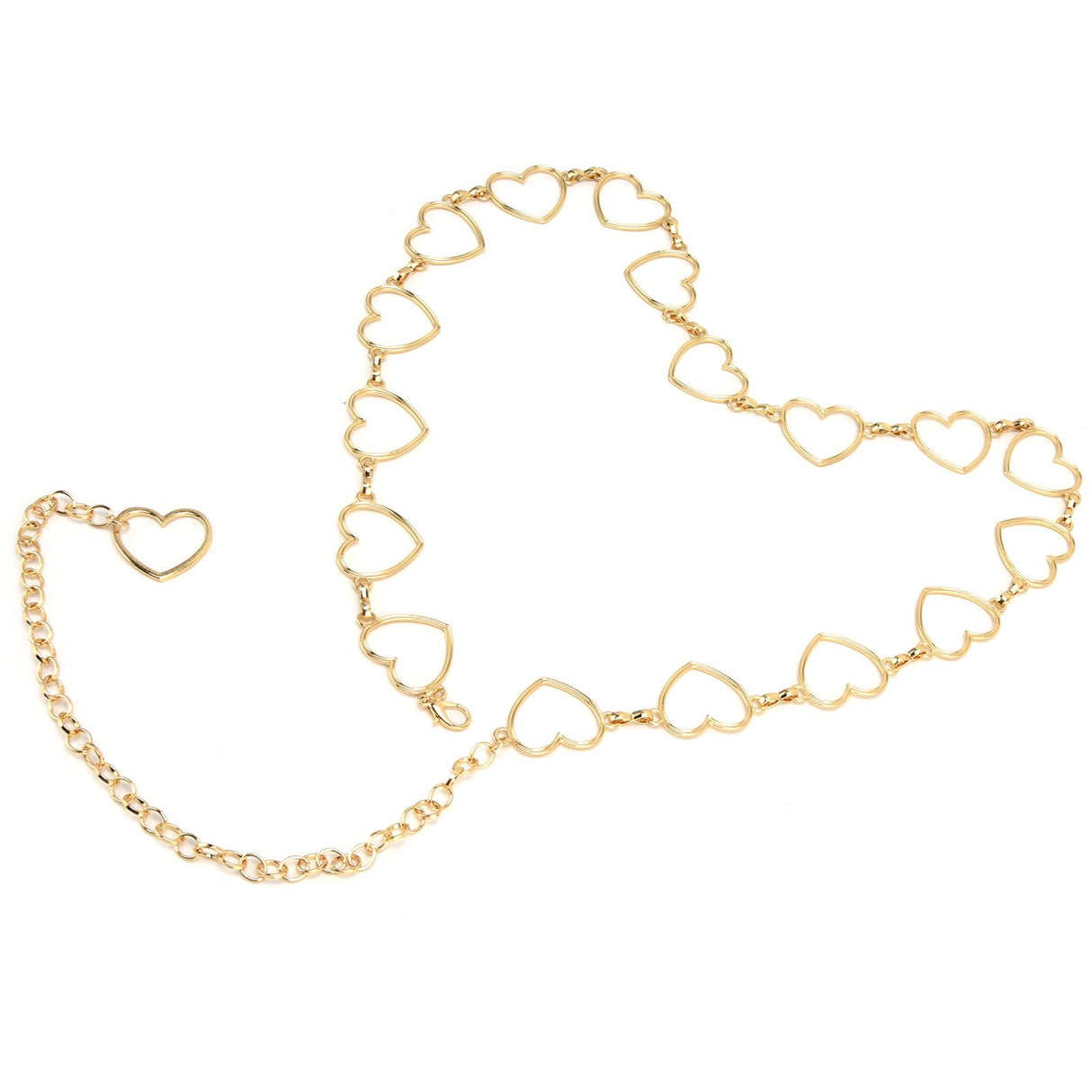 Waist Chain Belt Metal Shiny Rhinestones Golden Love No Allergies All Match Gold Chain Belt for Shorts Suits Shirts Dresses