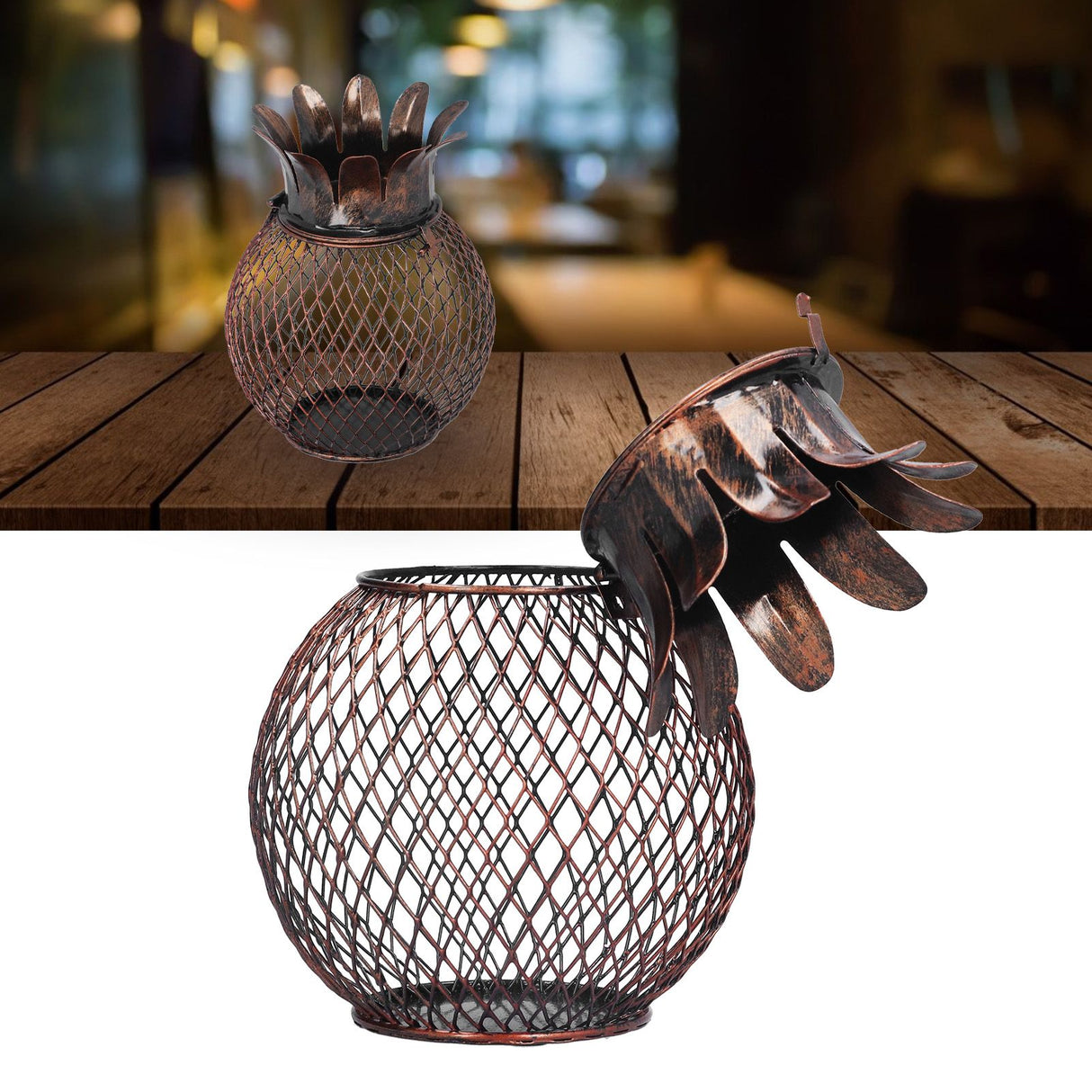Wine Cork Container Iron Pineapple Shaped Wine Bottle Cork Storage Box Ornament for Home Bar Decoration