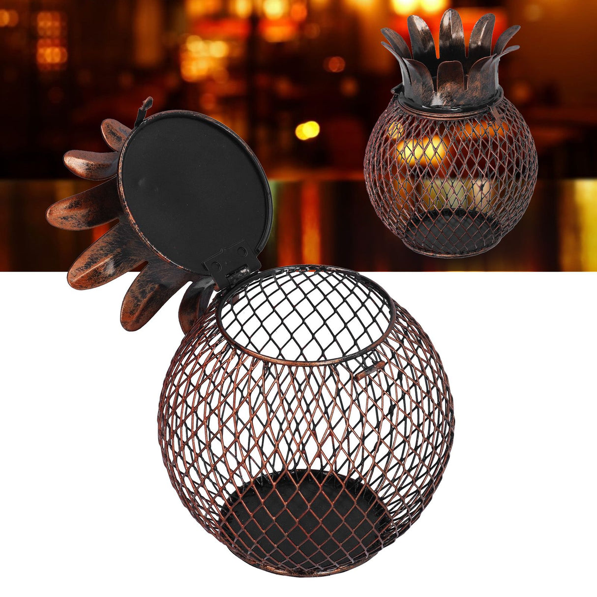 Wine Cork Container Iron Pineapple Shaped Wine Bottle Cork Storage Box Ornament for Home Bar Decoration